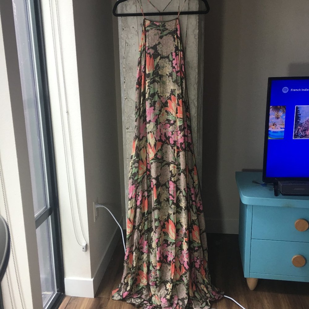 Free People Floral Strappy Low Back Maxi Dress